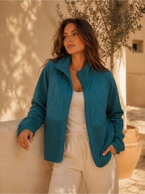 882. Teal Quilted Fleece Jacket for Women